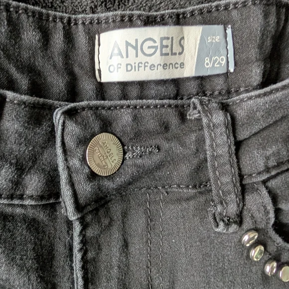 Black Studded Jeans Size 8 29x27 Straight Leg Western Rockstar 90s Statement - Picture 5 of 7